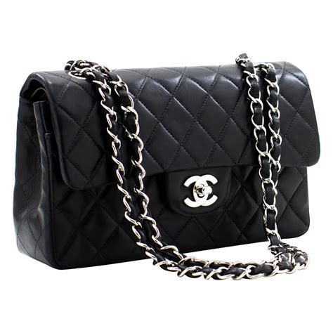 chanel basic black bag|Black Chanel bag with black chain.